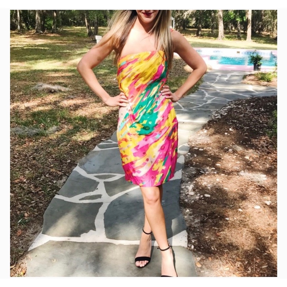 Yoana baraschi colorful silk one shoulder dress